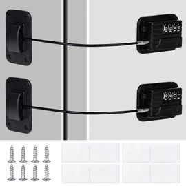 Fridge Lock with Code No Drilling, 2 Pieces High Security Fridge Lock, Child Lock with Code for Fridges, Washing Machines, Cupboards, Wardrobes, Wine Coolers, Windows