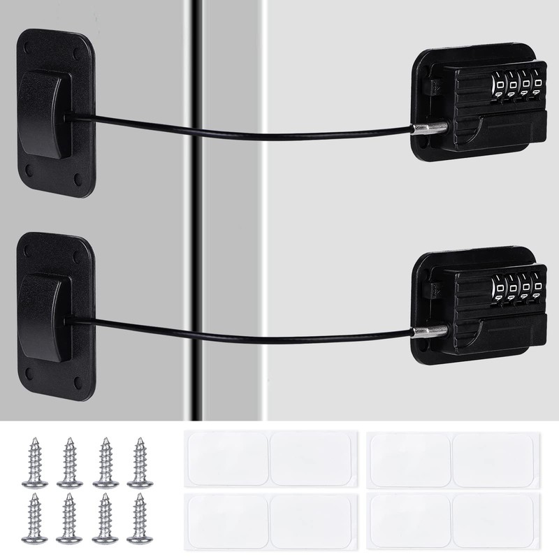 Fridge Lock with Code No Drilling, 2 Pieces High Security
