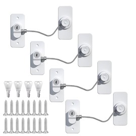 Window Locks for UPVC Windows, 4 Packs Window Safety Locks No Drilling Window Restrictor for UPVC, Window Locks Child Safety with Key, Pet Child Locks Refrigerator Lock for Childproof