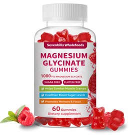 Magnesium Glycinate Gummies 1000mg - Sugar Free Magnesium Potassium Supplement for Relaxation, Calm, Stress Relief, and Sleep Support for Adults & Kids - 60 Raspberry Gummies