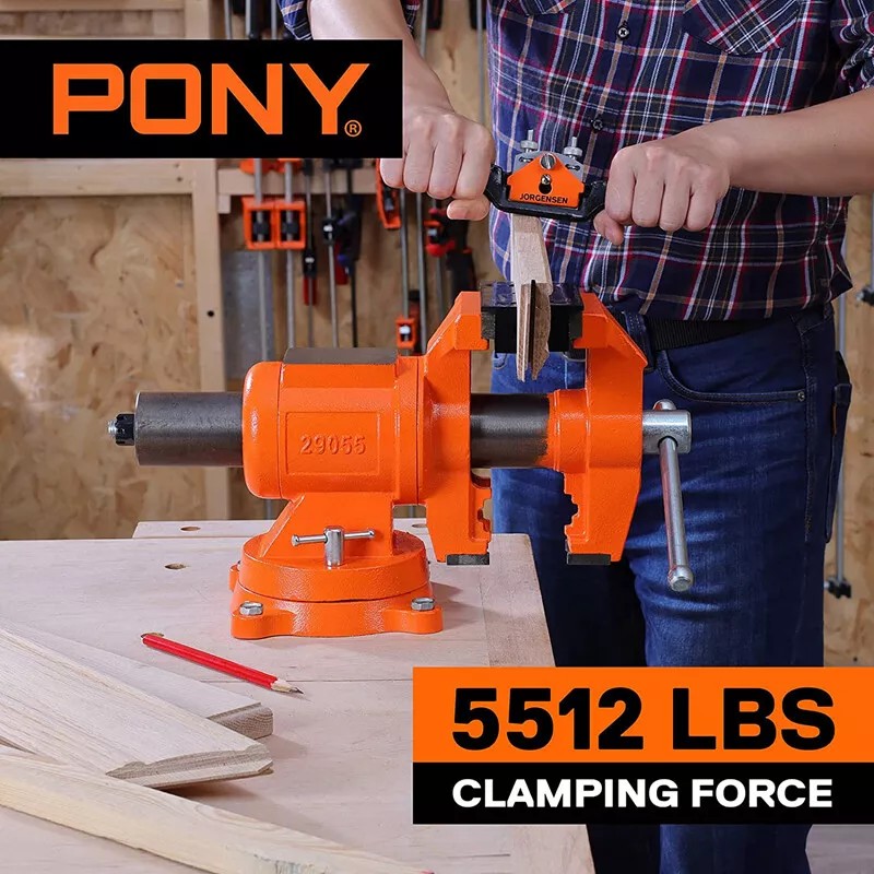 PONY Heavy Duty Bench Vise 5-inch Jaw Width and Opening