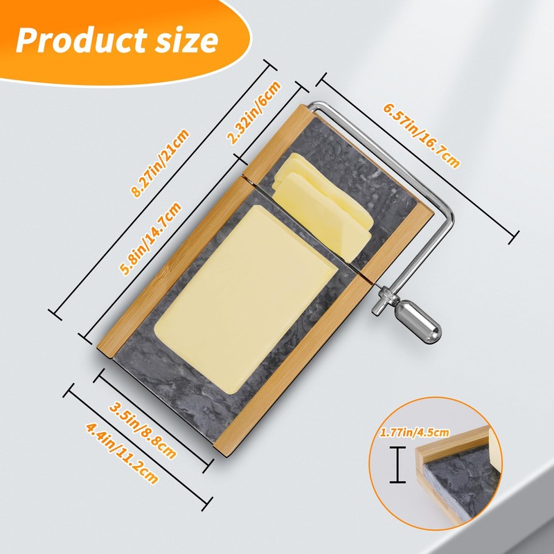 Tianman Cheese Slicer Cheese Cutter with 4 Replacement Cutting Wire,Heavy
