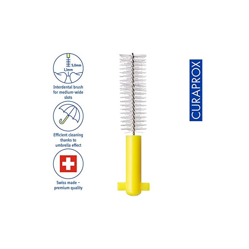 Curaprox Cepillos interdentales CPS 09 Prime, Recambio, 8 Piezas, Amarillo,