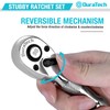 DURATECH 3PCS Stubby Ratchet Wrench Set, 90-Tooth 1/4" 3/8" 1/2"