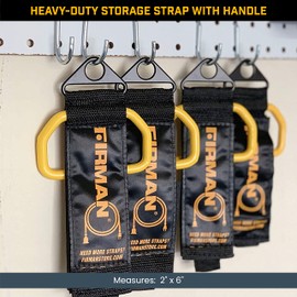 Firman Heavy-Duty Storage Strap with Handle, Cord Organizer with Hook and Loop, Made of Vinyl, Easy-to-Carry, 2"" x 6"