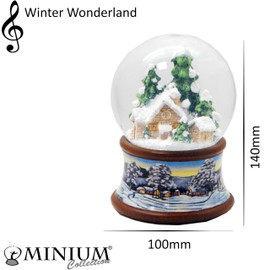 20196 Snow Globe Hut Mountain Hut Winter Hut on Nostalgic Winter Landscape Brown Tone Christmas Winter with Music Box – 100 mm Wide