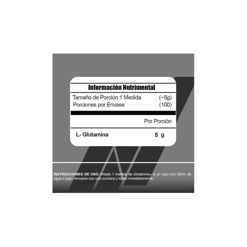 Glutamina Meta Nutrition 500 Gramos 100 Servicios Sin sabor