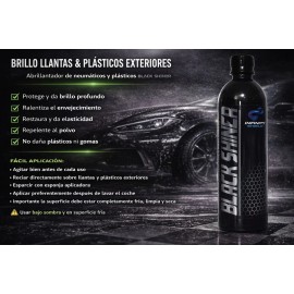 Abrillantador Premium Liquido Llantas Y Plásticos Exteriores Negro