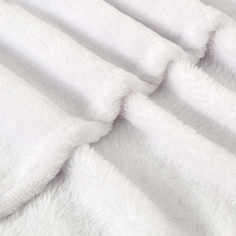 BEDELITE Fleece Blanket White Throw Blanket for Couch & Bed,