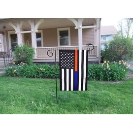 ERT Thin Blue Line and Thin Red Line Flag Garden Flag 12.5 x 18 Inch Made by Oxford Honoring Law Enforcement Officers and Firefighter Flags