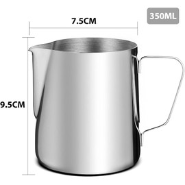 amachef 12oz Milk Frother Cup Steaming Pitcher, Coffee Machine Accessories, Stainless Steel-10