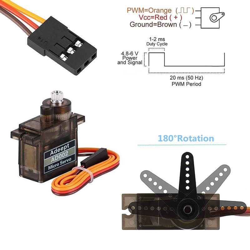 Adeept AD002 4 Pcs 90S 9G Micro Servo Motor, Metal