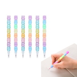 Coollooda Stackable Pencils (Set of 6) Funny Stackable Elementary School Building Blocks Portable Detachable Multifunctional Gift Birthday Children Learning Stationery
