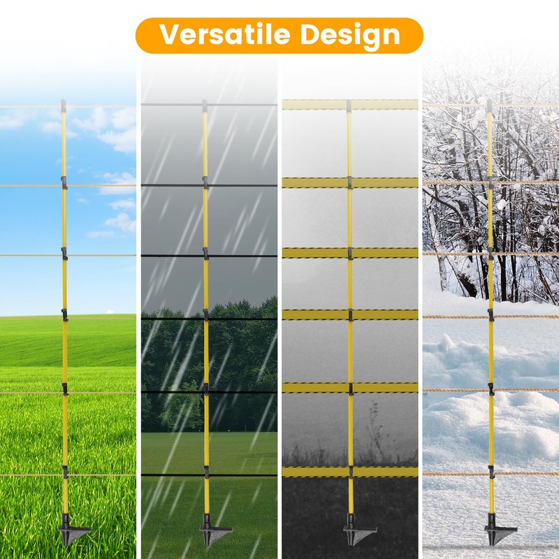 Toriexon Fiberglass Fence Posts 50" - 10 PCS, Electric Fence