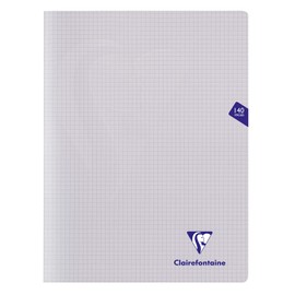 Clairefontaine - Ref 303382C - Mimesys PP Stapled Notebook (140 Pages) - 24 x 32cm, Polypro Cover, 90gsm Brushed Vellum Paper, Square 5x5 Ruling - Random Colour
