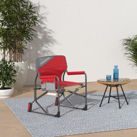 MacSports C2163A-100 MacRocker Foldable Outdoor Rocking Chair | Collapsible Folding Rocker Springless Rust-Free Anti-Tip Guard for Camping Fishing Backyard | Weight Capacity up to 225 lbs - Red