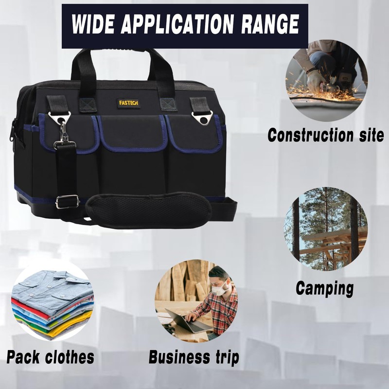 FASTECH 22 Inch Tool Bag, Waterproof Wide Mouth Tool Kit,