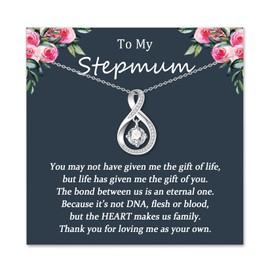 EPIRORA Stepmum Gifts from Stepdaughter Stepson, Silver Infinity Necklace for Women, Present for Bonus Mum on Mother's Day Christmas Birthday Valentine's Day
