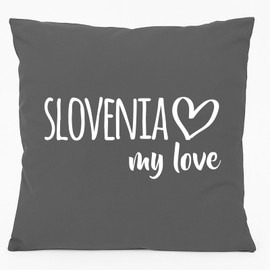 Huuraa Slovenia My Love Sofa Cushion 40 x 40 cm with Filling Steel Grey Cotton Slovenia Gift