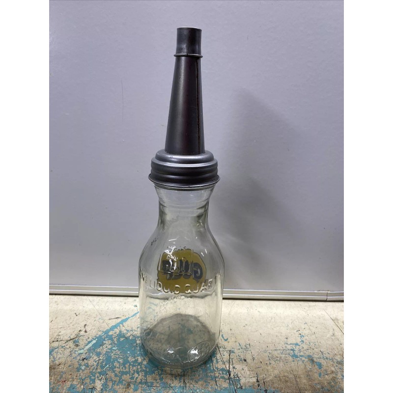 Gulf Motor Oil Bottle Spout Cap Glass Vintage Style Gas