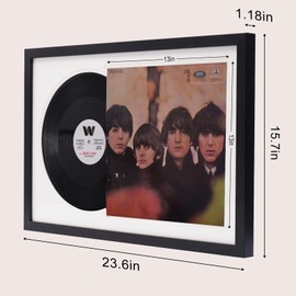 2 Pack Album Frames For Vinyl Records: Record Frames For The Wall, Vinyl Frame For 12" LP Record, Vinyl Record Display Double Frame, Wooden Double Groove Record Album Frame, Lp Black Picture Frames