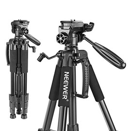 Neewer - Trípode portátil de Aluminio de 142 centímetros con Cabeza giratoria de 3 vías, Bolsa para cámara réflex Digital (DSLR), Carga hasta 4 kilogramos, Color Negro (SAB234)