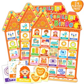 YTSQLER Family Bingo Game 24 Players Home Bingo Games for Family Reunion Games, Kids Bingo Cards Family Activity Party Bingo Game Supplies