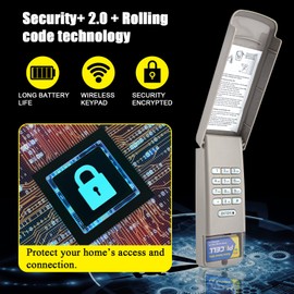 LAWOHO 877LM Wireless Keypad Garage Door Keyless Entry System Compatible with Liftmaster Garage Door Opener Security+2.0 Yellow Learn Button 953ESTD 950ESTD 893LM 891LM Remote