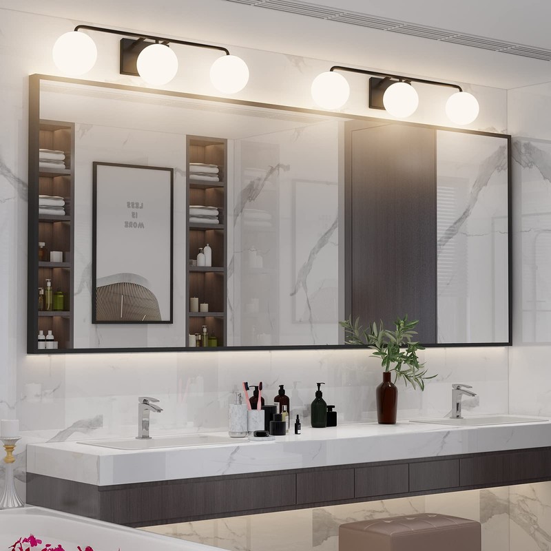 Tipace Mid Century Modern Bathroom Vanity Lights Fixtures 3-Light Black