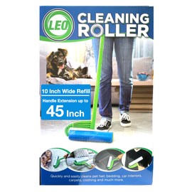 Leo 10-Inch Wide Lint Roller with Extendable Handle, Includes 1 Refill (25 Sheets), Extra Sticky for Pet Hair, Carpet & Floor Cleaning (1 Mega Roller)