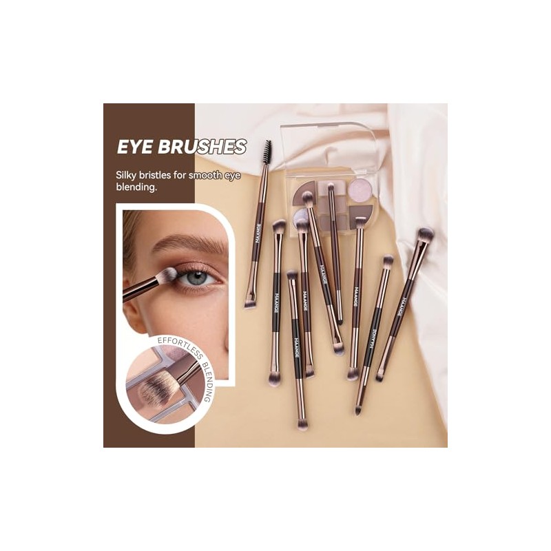 Maange Set Profesional Brochas Maquillaje Doble Punta Usos Kit Completo