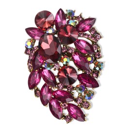 EVER FAITH Marquise Brooch Party Austrian Crystal Pin Vintage Inspired Statement Brooch Clip for Women Clear Silver Tone, Crystal, No gemstone