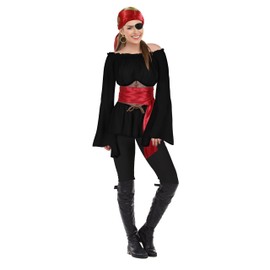 CICOCI Pirate Costume For Women With Accessories Renaissance Blouse Top Belt Headscarf Full Outfits