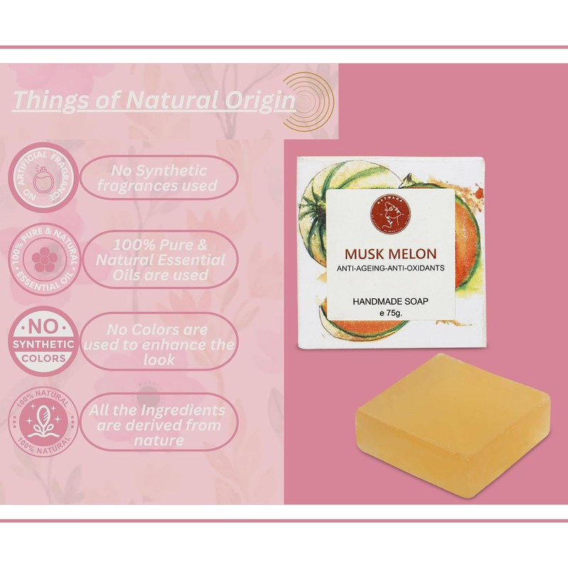 AATMANA Musk Melon Handmade Natural Bar Soap for Men &