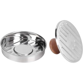 Fdit - Juego de 2 moldes antiadherentes para hamburguesas de acero inoxidable para barbacoa