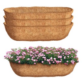 36 inch 3 Pack Trough Coco Liners, Natural Coconut Coir Fiber for Wall Basket Planters, Window Box Liners, Garden Planter Baskets, Fence Flower Baskets (3 Pack, 36 inch)