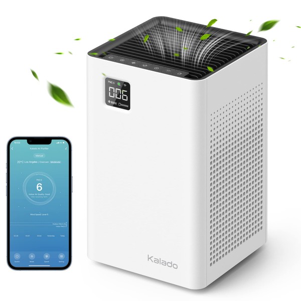 KALADO Air Purifiers KCA01 for Home Large Room up to 1300sqft, Work with Alexa, PM2.5 Monitor,25dB Low Noise H13 True HEPA Filter Removes Up to 99.97% of Particles, Pet Allergies, Smoke, Dust