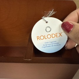 Rolodex Wooden Desk Organizer 4 1/4 x 8 3/4 x 4 1/8 Mahogany Color Sanford Wood