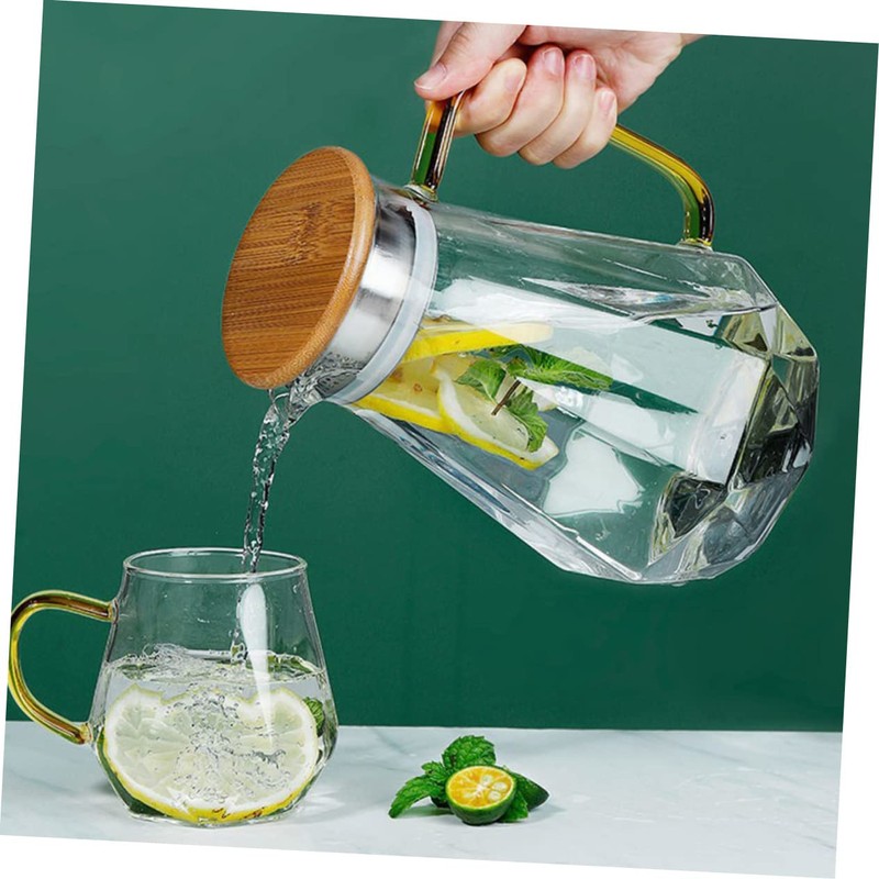 Sosoport 1Pc Capacity Glass Water Pitcher with Lid Practical Cold