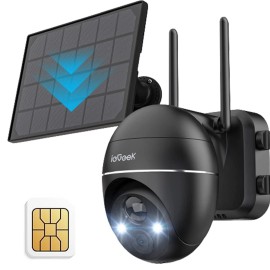 ieGeek Outdoor 4G LTE Cellular PTZ Battery Solar Security Camera 360° Wireless - White