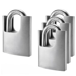 ProBytes Aware 50-60-70mm Padlocks 3 Pieces - Weather-Resistant Protection, Hardened Steel Shackle & Body, 4 Keys & Brass Cylinder, Heavy Duty, All-Weather