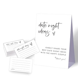 Date Night Idea Cards,Bachelorette Party Night,Advice Cards for Bridal Shower,Minimalist Bridal Shower Game,Wedding Shower Games,1 Sign & 50 Cards Set