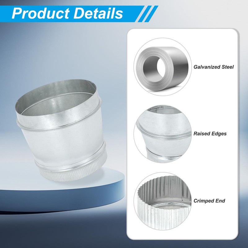 PATIKIL 9 Inch to 8 Inch Duct Reducer, Galvanized Steel