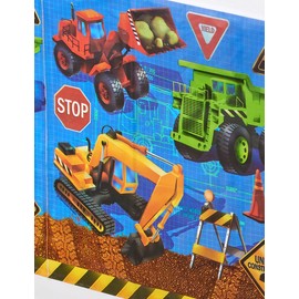 Creative Converting Party Supplies Construction Theme Print Plastic Tablecloth, Any, Multicolor