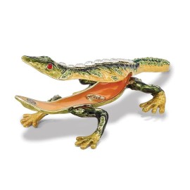 Luxury Giftware by Jere Jere Luxury Giftware, Bejeweled ROCKY Rain Forest Lizard Trinket Box with Matchi