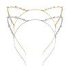 Crystal Rhinestone Metal Cat Ear Headband Hair Bands, 2 Pieces,