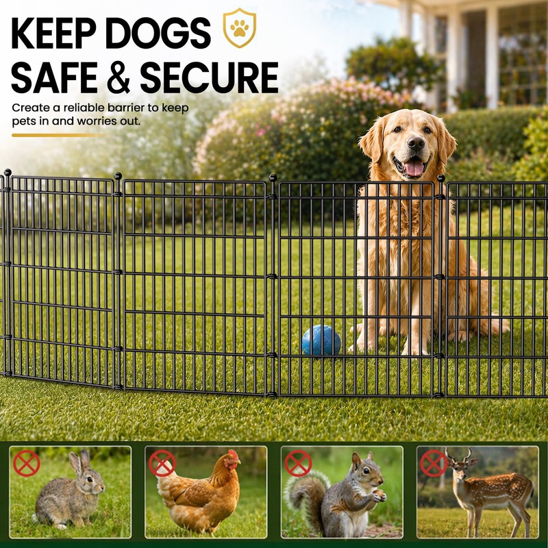 No Dig Garden Fence, Dog Fencing Outdoor for Yard, 5