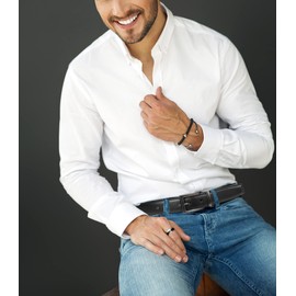 Lavemi Mens Belt Reversible 100% Italian Leather Dress Casual,One Reverse for 2 Colors,Trim to Fit(21863-4 100)