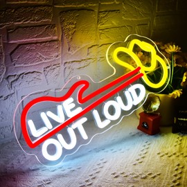 Live Out Loud Neon Sign for Wall Decor Life Neon light Dimmable LED Light Up Sign for Man Cave Gym Sport Facility Studio Office Birthday Gifts Art Size17.1 * 7.4In(WZCP066)