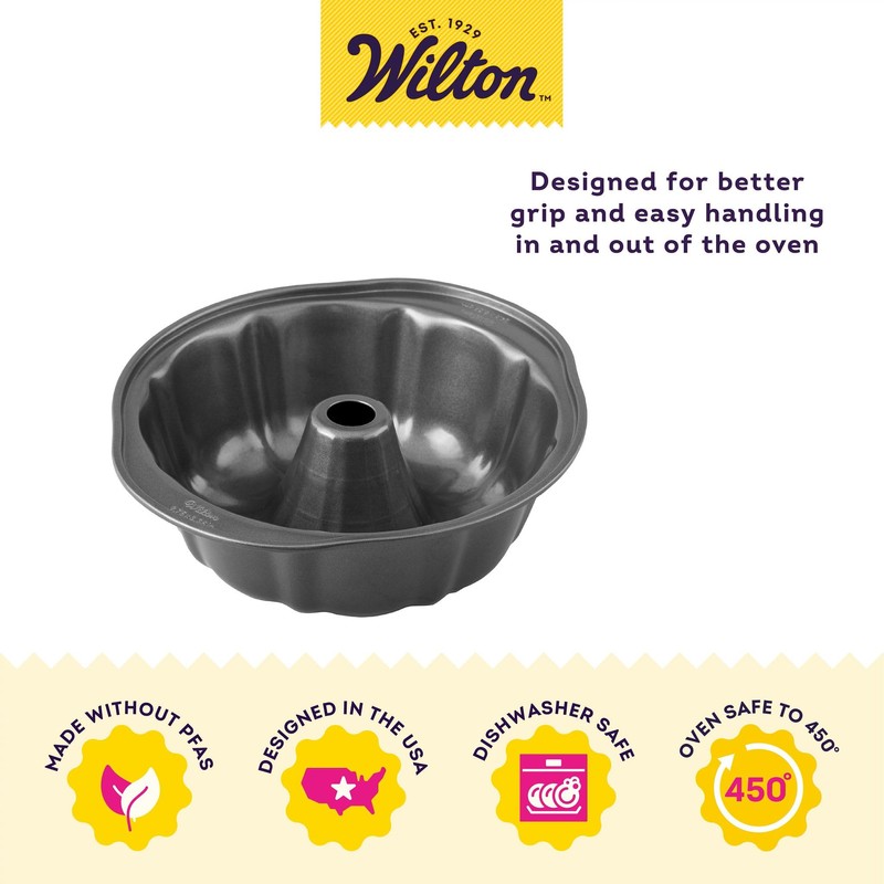 Wilton Gold Non-Stick 9.49 in Fluted Tube Cake Pan, Stainless